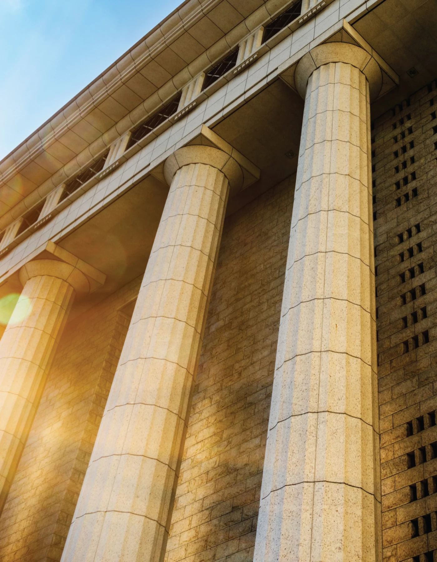 Stone-columned civic architecture in Nairobi
